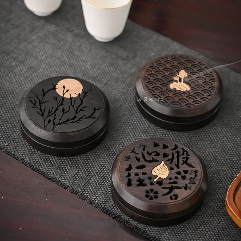 Zen Candle Supplies - صندوق بخور مستدير من خشب الصندل