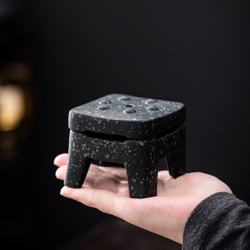 Zen Candle Supplies - مبخرة مربعة ريترو من حجر الأزرق/خشب